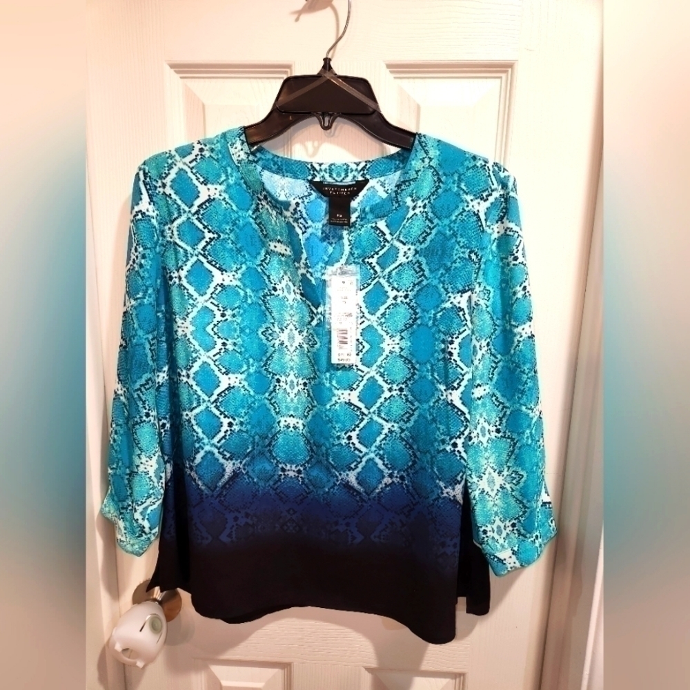 INVESTMENTS Python Pattern Blouse Petite Small Li… - image 2